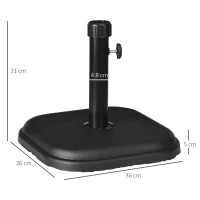 Outsunny 11kg Concrete Garden Parasol Base Holder, Square Outdoor Table Umbrella Stand Weight, Black(m-3)