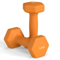 SPORTNOW 2 x 1.5kg Hexagonal Dumbbells Weights Set with Non-Slip Grip for Home Gym Workout, Orange(m-9)