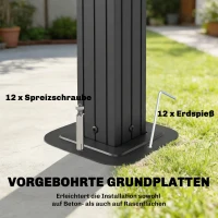 Outsunny Grillpavillon 2,5 x 1,5 m, Wasserdicht Grillüberdachung mit Doppeldach aus Polycarbonat Seitenablage Braun(m-7)