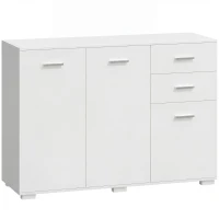 HOMCOM Sideboard, Modern Storage Cabinet with 2 Drawers, 3 Doors and Adjustable Shelves, White(m-1)