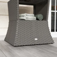 Outsunny Rattan Outdoor Coffee Table, Wicker Garden Patio Bistro Side Table with Umbrella Hole and Storage Space, Dark Grey(m-9)