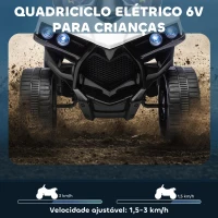 AIYAPLAY Quad Elétrico Infantil 6V Quad para Crianças dos 37 aos 72 Meses Velocidade até 3 km/h Faróis e Música 70x42x45 cm Branco(m-4)