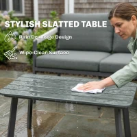 Outsunny Aluminium Garden Furniture Set, 4 Seater Outdoor Patio Furniture with Loveseat, 2 Armchairs, Slatted Table(m-7)