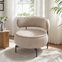 HOMCOM Poltrona para Sala Confortável com Rotação de Leitura Assento Amplo Acolchoado Espesso 81x82x73 cm Bege(m-2)