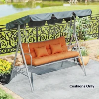 Outsunny Outdoor Seat Cushions Back Cushion with 2 Pillows, Water Repellent Seat Pads for 3-Seater Chair, Orange(m-8)