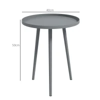 Outsunny Round Garden Coffee Table, Outdoor Side Table with Rounded Steel Edge, Ø40 x 50H cm, Grey(m-3)