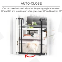 PawHut Pressure Fit Dog Gate, 94cm Tall Pet Stairs Gate, Auto Close Safety Barrier, 74-80cm Wide, with Double Locking, Black(m-6)