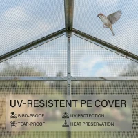 Outsunny Seră de Grădină 4x3m tip Tunel cu Acoperire din PE, Ușă și 8 Ferestre Rulabile, Alb(m-6)