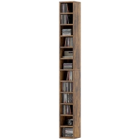 HOMCOM Rangements pour CD et DVD avec 12 compartiments, capacité max. 204 CD, 21 x 20 x 175 cm, brun rustique