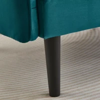 Divano-letto 2-in-1, schienali regolabili, rivestimento in velluto, gambe in legno, 176x78x76 cm, Blu-verde(m-10)