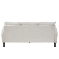 Divano angolare a forma di L con chaise longue, rivestimento in cotone-lino, cuscini inclusi, 166x118x77 cm, Grigio e bianco(m-7)