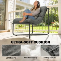 Outsunny Fotel Wypoczynkowy Ogrodowy Ergonomiczny z Przyjazną dla Skóry Poduszką Szerokim Siedziskiem Stalową Konstrukcją Ciemnoszary(m-5)