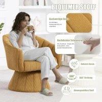360°-Drehstuhl mit ergonomischer, umschließender Rücken- und Armlehne, 70 x 66 x 72 cm, Senfgelb(m-7)