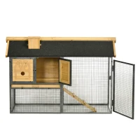 PawHut Cusca de Exterior pentru Iepuri, Cusca cu Tava Detasabila, Curte, Rampa, Casa pentru Animale Mici(m-15)