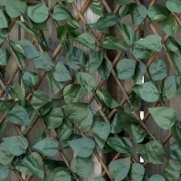 Outsunny Set de 4 garduri vii artificiale din iederă extensibile, panou paravan cu frunze din poliester şi ratan, 200 x 100 cm, Verde(m-4)