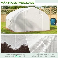 Outsunny Estufa Tipo Túnel 395x300x200 cm com Porta de Malha e 8 Janelas Estufa de Jardim com Cobertura de PE Branco(m-8)