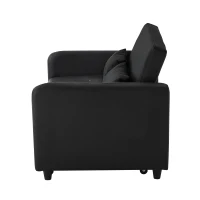 Divano letto estraibile, rivestimento in PU idrorepellente, 122x83x82 cm, Nero anticato(m-7)