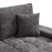 Divano angolare a L in chenille, pouf mobile, cuscini inclusi, 195x149x86 cm, Grigio(m-10)