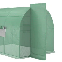 Outsunny Walk-In Polytunnel Greenhouse Plant Gardening Poly Tunnel Hot House with Door and Mesh Windows, 3x2x2 m, Green(m-19)