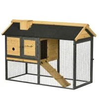 PawHut Cusca de Exterior pentru Iepuri, Cusca cu Tava Detasabila, Curte, Rampa, Casa pentru Animale Mici(m-17)