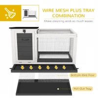 Klatka dla królików PawHut, drewniana, z wybiegem, kółka(m-4)