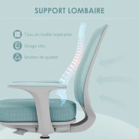 Vinsetto Fauteuil de bureau, chaise de bureau ergonomique en maille, hauteur réglable, 55x48x82,5-94,5cm, vert(m-6)