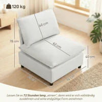 HOMCOM Fotel akcentowy, nowoczesny fotel Leathaire z szerokim i głębokim siedziskiem, grube poduszki, łatwy montaż, szary(m-3)