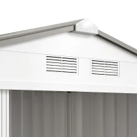 Outsunny Abrigo de Jardim 213x130x185cm Abrigo de Jardim Metálico de Exterior com 2 Portas Deslizantes e 4 Janelas Branco e Cinza(m-6)
