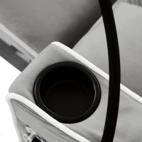 Divano letto estraibile 3-in-1, con portabicchieri e porta smartphone, rivestimento in velluto, struttura in metallo, 83x167x76 cm, Grigio e bianco(m-10)