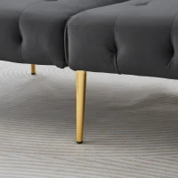Divano-letto 2 posti, rivestimento in velluto, piedi dorati, 178x82x70 cm, Grigio(m-11)