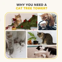 PawHut Kattenkrabpaal Kattenton voor katten 3 niveaus Krabpaal klimboom sisal(m-7)