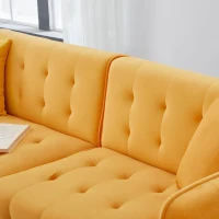 Divano-letto 2 posti, rivestimento in velluto, piedi dorati, 178x82x70 cm, Giallo(m-8)