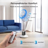 HOMCOM Stehventilator mit Sprühnebel, 70° Oszillation, 3 Geschwindigkeiten, 3 Modi, 3,5L Wassertank, Weiß(m-5)
