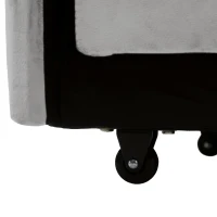 Divano letto estraibile 3-in-1, con portabicchieri e porta smartphone, rivestimento in velluto, struttura in metallo, 83x167x76 cm, Grigio e bianco(m-9)