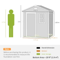 Outsunny 6 x 4ft Plastic Shed with Floor, Wood Effect Resin Garden Shed with Window, Lockable Door, Lock and Keys, Vents, All Weather Resistant for Outdoor, Patio, Lawn, Grey(m-4)