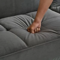 Divano-letto 2-in-1, schienali regolabili, rivestimento in velluto, gambe in legno, 176x78x76 cm, Grigio(m-11)