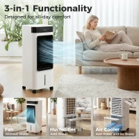 HOMCOM Portable Air Cooler, 3-In-1 Evaporative Air Cooler with 7 Litre Water Tank, 48° Oscillation, White(m-4)