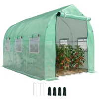 Outsunny Estufa tipo Túnel 3x2x2 m Estufa de Exterior com 6 Janelas de Malha e Porta Estufa de Cultivos para Pátio Jardim Verde(m-10)
