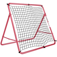 SPORTNOW Tragbares Fußball-Reboundnetz, 5 verstellbare Winkel, Stahl und doppellagiges Nylon, 103x72x89cm, Rot(m-8)