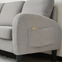 Divano angolare a forma di L con chaise longue, rivestimento in cotone-lino, cuscini inclusi, 166x118x77 cm, Grigio(m-9)