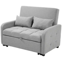 Divano-letto pieghevole multifunzionale, 2-in-1, schienale regolabile, rivestimento in cotone e lino, 127x75x94 cm, Grigio(m-6)