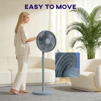 HOMCOM 40 cm Standing Fan, Cooling Floor Fan with 80° Oscillating, Adjustable Tilt and Height, 4 Speed, Remote Control, Grey(m-9)