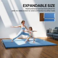 HOMCOM Mata treningowa, składana mata fitness, mata sportowa z uchwytami do jogi, MMA, fitnessu, pilatesu, 240 x 120 x 5 cm, jasnoniebieska(m-6)