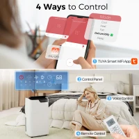 HOMCOM Klimatyzator przenośny 12 000 BTU, funkcje chłodzenia, osuszania, wentylatora, tryb nocny, sterowanie głosowe WiFi(m-6)