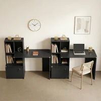 HOMCOM Schreibtisch mit Regal 4 Fächer und abschließbarer Schublade, 126 x 50 x 109 cm, schwarz(m-5)