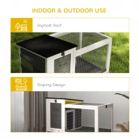 Klatka dla królików PawHut, drewniana, z wybiegem, kółka(m-7)