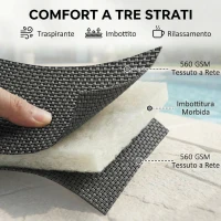 Outsunny Lettino Prendisole da Giardino con Ruote, in Texteline con Telaio in Alluminio, Grigio Scuro e Bianco(m-7)