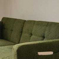 Divano letto con funzione letto, schienale regolabile, gambe dorate, rivestimento in sherpa, 175x64x72 cm, Verde(m-5)
