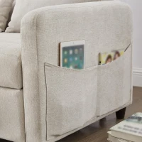 Divano pieghevole a due posti, rivestimento in cotone-lino, 114x77x82,5 cm, Beige(m-10)