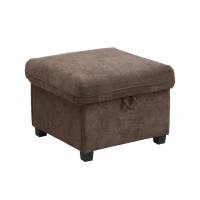 Divano angolare a U, con vano contenitore, pouf incluso, rivestimento in chenille, 188x186x86 cm, Marrone(m-11)